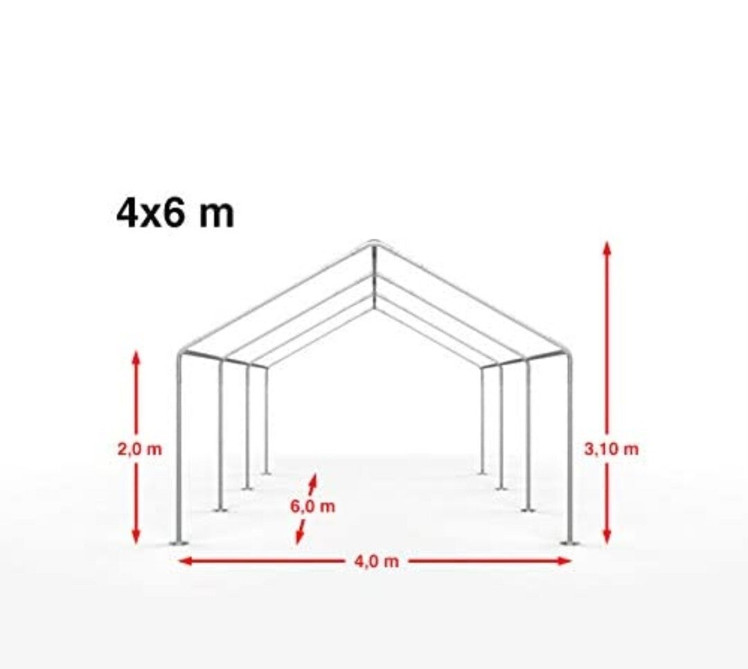 Maßskizze Kleines Zelt 4 × 6 m