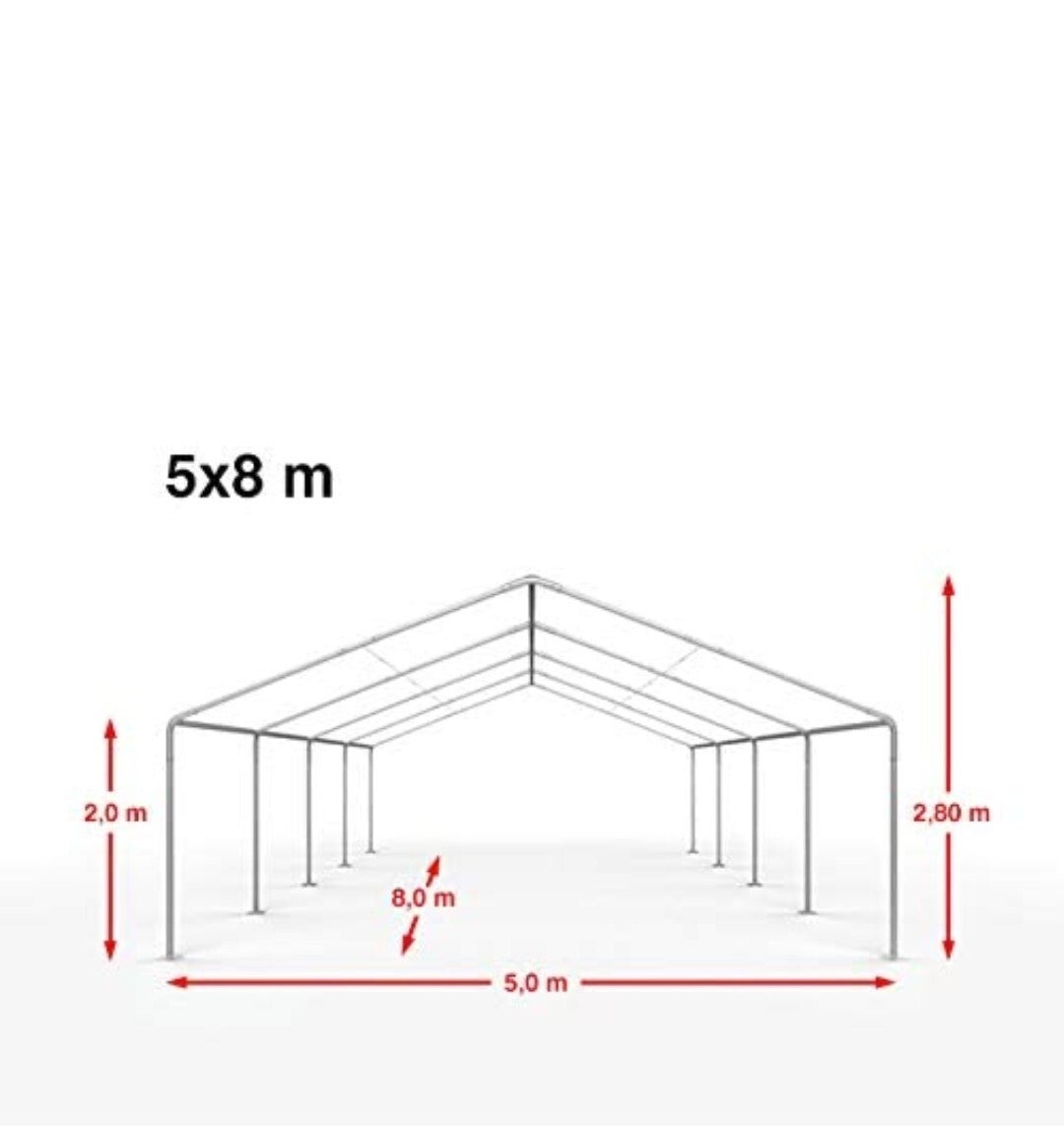 Maßskizze Edles Zelt 5 × 8 m
